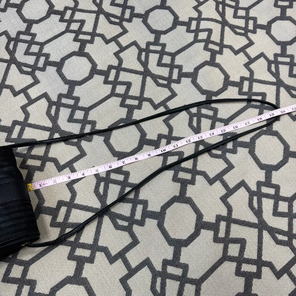 Fendi Vintage Striped Pequin Black Canvas Leather Small Mini Crossbody Bag Purse - Picture 14 of 17